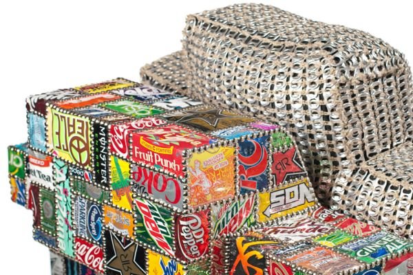 Suicide chair crafted from recycled soda cans