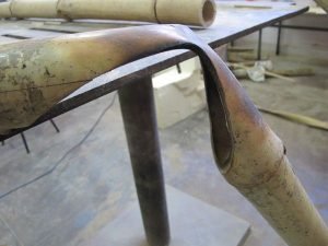 Bambosa seat crafted from a combination of bamboo and steel