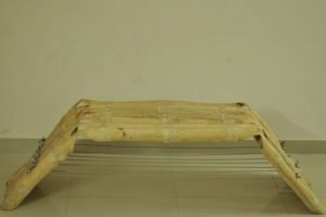 Bambosa seat crafted from a combination of bamboo and steel