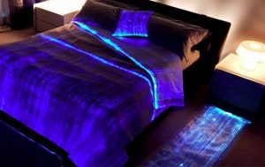 Glowing Bed Cover powered by embedded fiber optics
