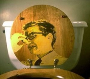 Smelly graffiti toilet seat