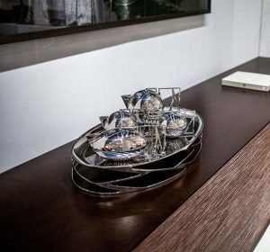 Tray, Tea Pot, Coffee Pot, Creamer, & Sugar Bowl