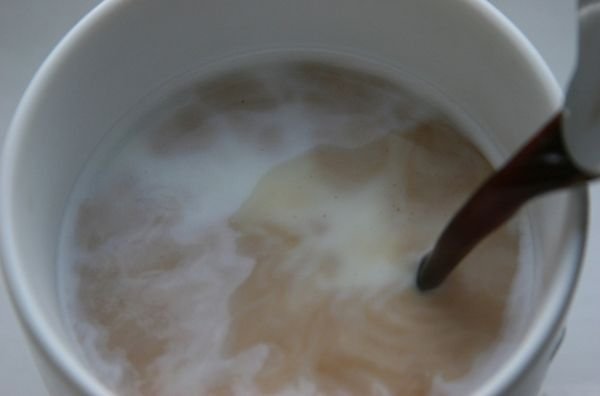 Watching milk mix into your coffee