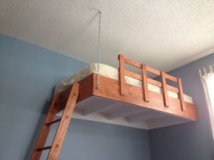 space optimising suspended loft bed