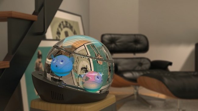 wireless aquarium with robotic LumiPUFF fish-2