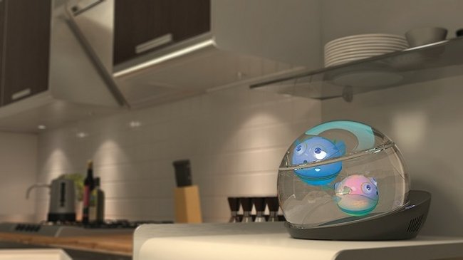 wireless aquarium with robotic LumiPUFF fish-3