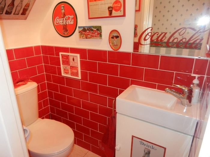 coca cola bathroom decor