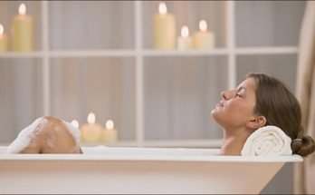 relaxing in a bathtub