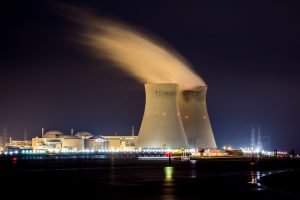 power plant by night