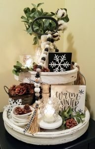 winter themed tiered tray